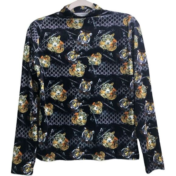 Designer Inspired GG Black Tiger Print Top - Picture 1 of 6